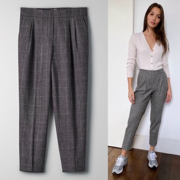 Aritzia Babaton Conan Pant Cropped Dress Pant Wool Blend Neutral Tone Trousers - Picture 1 of 16